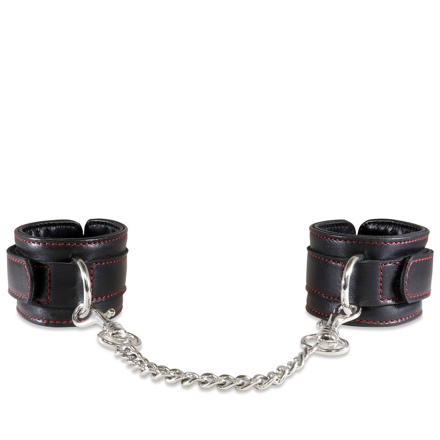 Leather Handcuffs w/Hook & Loop Closure #6419